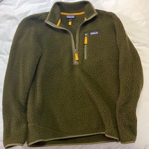 Patagonia pull over fleece green retro pile